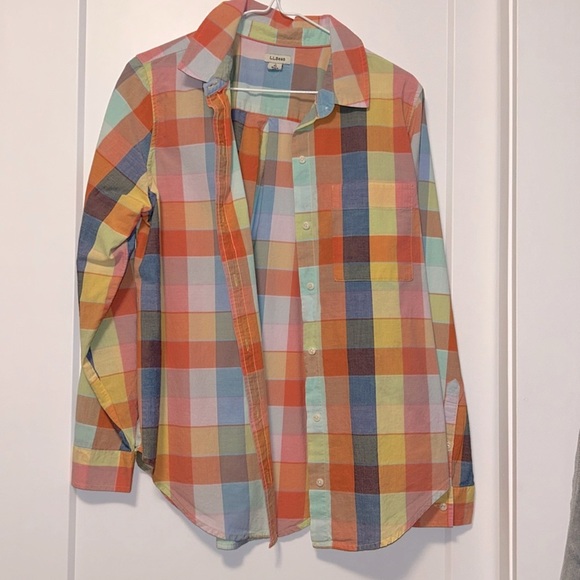 LL Bean Rainbow Checkered Button Down - Picture 1 of 4
